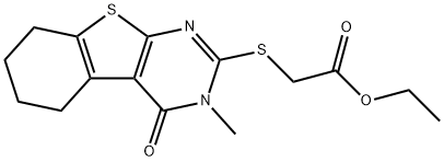 ethyl 2-((3-methyl-4-oxo-3,4,5,6,7,8-hexahydrobenzo[4,5]thieno[2,3-d]pyrimidin-2-yl)thio)acetate 化学構造式