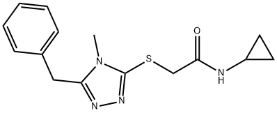 2-[(5-benzyl-4-methyl-1,2,4-triazol-3-yl)sulfanyl]-N-cyclopropylacetamide Structure