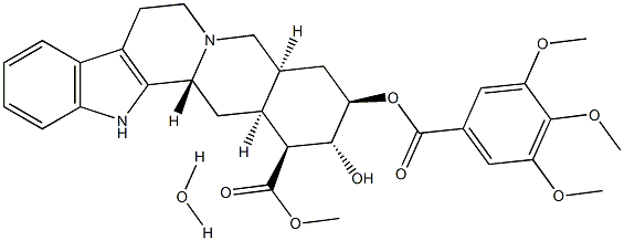 Yohimban-16-carboxylicacid, 17-hydroxy-18-[(3,4,5-trimethoxybenzoyl)oxy]-, methyl ester, monohydrate,(3b,16b,17a,18b,20a)- (9CI) Structure