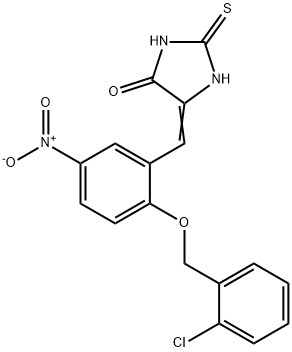 (Z)-5-(2-((2-chlorobenzyl)oxy)-5-nitrobenzylidene)-2-thioxoimidazolidin-4-one,613219-18-4,结构式