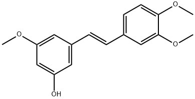 (E)-3'-hydroxy-3,4,5'-trimethoxystilbene 化学構造式
