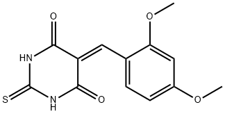 5-(2,4-dimethoxybenzylidene)-2-thioxodihydropyrimidine-4,6(1H,5H)-dione Struktur