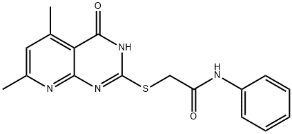 2-((4-hydroxy-5,7-dimethylpyrido[2,3-d]pyrimidin-2-yl)thio)-N-phenylacetamide 化学構造式