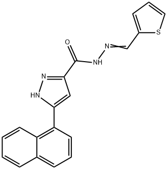 (E)-3-(naphthalen-1-yl)-N-(thiophen-2-ylmethylene)-1H-pyrazole-5-carbohydrazide Structure