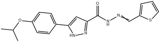 (E)-3-(4-isopropoxyphenyl)-N-(thiophen-2-ylmethylene)-1H-pyrazole-5-carbohydrazide|