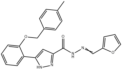 (E)-N-(furan-2-ylmethylene)-3-(2-((4-methylbenzyl)oxy)phenyl)-1H-pyrazole-5-carbohydrazide,634898-06-9,结构式