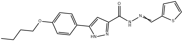 (E)-3-(4-butoxyphenyl)-N-(thiophen-2-ylmethylene)-1H-pyrazole-5-carbohydrazide Structure