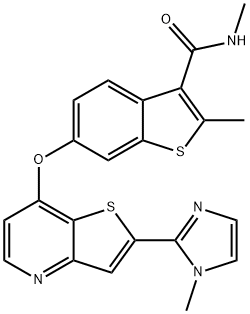 N,2-dimethyl-6-((2-(1-methyl-1H-imidazol-2-yl)thieno[3,2-b]pyridin-7-yl)oxy)benzo[b]thiophene-3-carboxamide Struktur