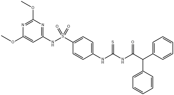 N-{[(4-{[(2,6-dimethoxy-4-pyrimidinyl)amino]sulfonyl}phenyl)amino]carbonothioyl}-2,2-diphenylacetamide Struktur