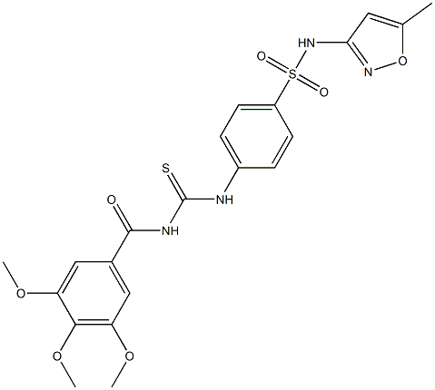 3,4,5-trimethoxy-N-{[(4-{[(5-methyl-3-isoxazolyl)amino]sulfonyl}phenyl)amino]carbonothioyl}benzamide 化学構造式