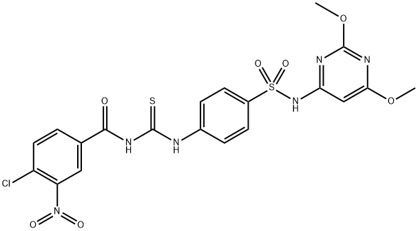 4-chloro-N-{[(4-{[(2,6-dimethoxy-4-pyrimidinyl)amino]sulfonyl}phenyl)amino]carbonothioyl}-3-nitrobenzamide Structure