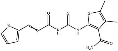 4,5-dimethyl-2-[({[3-(2-thienyl)acryloyl]amino}carbonothioyl)amino]-3-thiophenecarboxamide 结构式