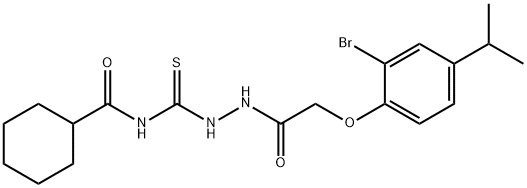 N-({2-[(2-bromo-4-isopropylphenoxy)acetyl]hydrazino}carbonothioyl)cyclohexanecarboxamide Struktur