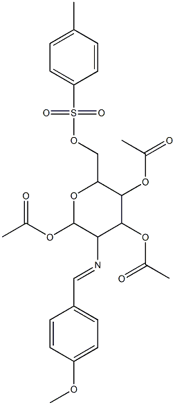 [4,5-diacetyloxy-3-[(4-methoxyphenyl)methylideneamino]-6-[(4-methylphenyl)sulfonyloxymethyl]oxan-2-yl] acetate|1,3,4-三-O-乙酰基-2-氨基-2-脱氧-N-(4-甲氧基亚苄基)-6-O-甲苯磺酰基-Β-D-吡喃葡萄糖