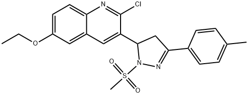 2-chloro-6-ethoxy-3-(1-(methylsulfonyl)-3-(p-tolyl)-4,5-dihydro-1H-pyrazol-5-yl)quinoline Struktur