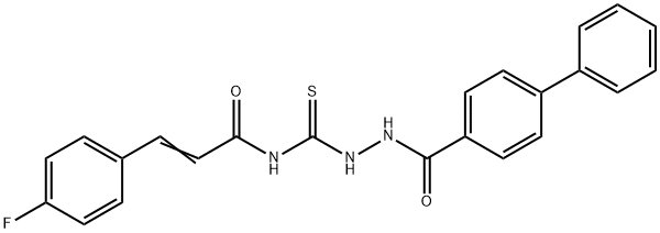 N-{[2-(4-biphenylylcarbonyl)hydrazino]carbonothioyl}-3-(4-fluorophenyl)acrylamide 结构式