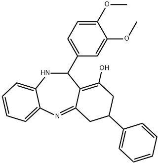 11-(3,4-dimethoxyphenyl)-3-phenyl-3,4,10,11-tetrahydro-2H-dibenzo[b,e][1,4]diazepin-1-ol,675143-15-4,结构式