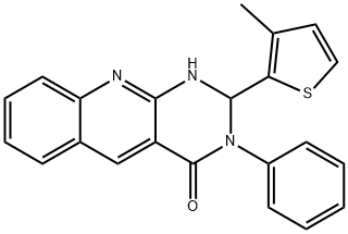 2-(3-methylthiophen-2-yl)-3-phenyl-1,2-dihydropyrimido[4,5-b]quinolin-4-one Struktur