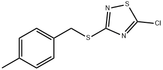 5-クロロ-3-{[(4-メチルフェニル)メチル]スルファニル}-1,2,4-チアジアゾール 化学構造式