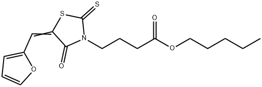 pentyl (E)-4-(5-(furan-2-ylmethylene)-4-oxo-2-thioxothiazolidin-3-yl)butanoate Structure