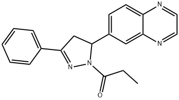 1-(3-phenyl-5-(quinoxalin-6-yl)-4,5-dihydro-1H-pyrazol-1-yl)propan-1-one|