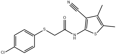 2-(4-chlorophenyl)sulfanyl-N-(3-cyano-4,5-dimethylthiophen-2-yl)acetamide 结构式