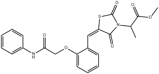 methyl 2-[(5E)-2,4-dioxo-5-{2-[2-oxo-2-(phenylamino)ethoxy]benzylidene}-1,3-thiazolidin-3-yl]propanoate Structure