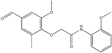 2-(4-甲酰基-2-碘-6-甲氧基苯氧基)-N-(2-甲氧基苯基)乙酰胺,692276-01-0,结构式