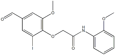 2-(4-formyl-2-iodo-6-methoxyphenoxy)-N-(2-methoxyphenyl)acetamide 化学構造式