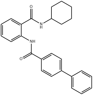 N-{2-[(cyclohexylamino)carbonyl]phenyl}-4-biphenylcarboxamide 化学構造式