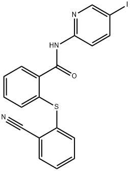 2-[(2-cyanophenyl)sulfanyl]-N-(5-iodopyridin-2-yl)benzamide Struktur
