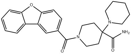 1'-(dibenzo[b,d]furan-2-ylcarbonyl)-1,4'-bipiperidine-4'-carboxamide 化学構造式