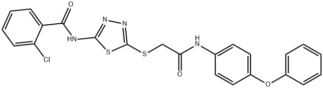 2-chloro-N-[5-({2-oxo-2-[(4-phenoxyphenyl)amino]ethyl}sulfanyl)-1,3,4-thiadiazol-2-yl]benzamide 结构式