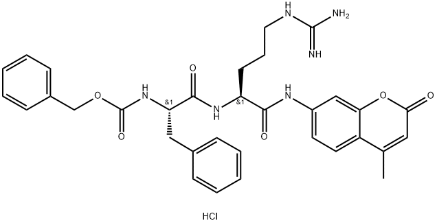 benzyl N-[(2S)-1-[[(2S)-5-(diaminomethylideneamino)-1-[(4-methyl-2-oxochromen-7-yl)amino]-1-oxopentan-2-yl]amino]-1-oxo-3-phenylpropan-2-yl]carbamate:hydrochloride