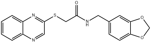 N-(1,3-benzodioxol-5-ylmethyl)-2-quinoxalin-2-ylsulfanylacetamide Structure