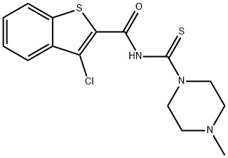 3-chloro-N-[(4-methyl-1-piperazinyl)carbonothioyl]-1-benzothiophene-2-carboxamide 结构式