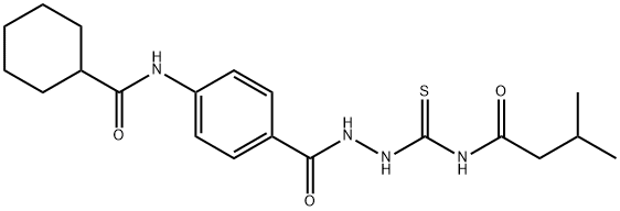 N-{4-[(2-{[(3-methylbutanoyl)amino]carbonothioyl}hydrazino)carbonyl]phenyl}cyclohexanecarboxamide Struktur