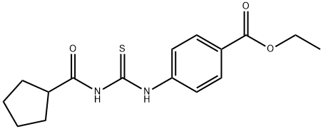 ethyl 4-({[(cyclopentylcarbonyl)amino]carbonothioyl}amino)benzoate 化学構造式