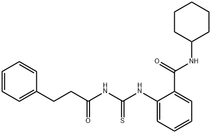 N-cyclohexyl-2-({[(3-phenylpropanoyl)amino]carbonothioyl}amino)benzamide Struktur
