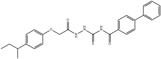 N-({2-[(4-sec-butylphenoxy)acetyl]hydrazino}carbonothioyl)-4-biphenylcarboxamide 化学構造式