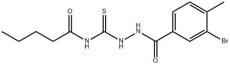 N-{[2-(3-bromo-4-methylbenzoyl)hydrazino]carbonothioyl}pentanamide 化学構造式