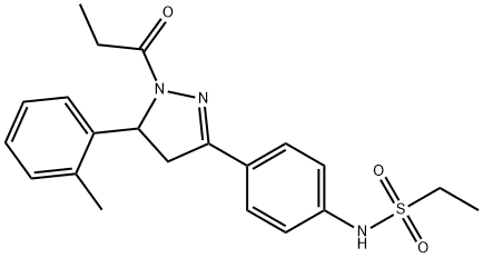 N-(4-(1-propionyl-5-(o-tolyl)-4,5-dihydro-1H-pyrazol-3-yl)phenyl)ethanesulfonamide 结构式