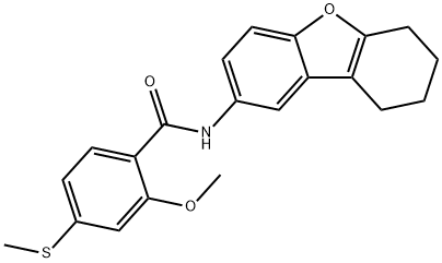 2-methoxy-4-methylsulfanyl-N-(6,7,8,9-tetrahydrodibenzofuran-2-yl)benzamide 化学構造式