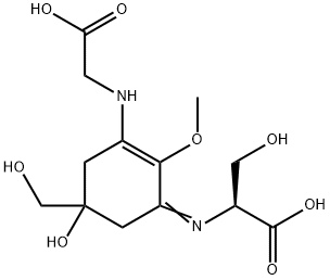 L-Serine,N-[3-[(carboxymethyl)amino]-5-hydroxy-5-(hydroxymethyl)-2-methoxy-2-cyclohexen-1-ylidene]- Struktur