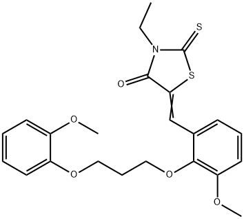 (5Z)-3-ethyl-5-{3-methoxy-2-[3-(2-methoxyphenoxy)propoxy]benzylidene}-2-thioxo-1,3-thiazolidin-4-one Struktur