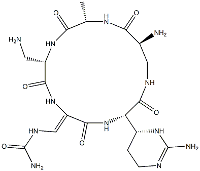 [(Z)-[(3S,9S,12S,15S)-15-amino-9-(aminomethyl)-3-[(6R)-2-amino-1,4,5,6-tetrahydropyrimidin-6-yl]-12-methyl-2,5,8,11,14-pentaoxo-1,4,7,10,13-pentazacyclohexadec-6-ylidene]methyl]urea 化学構造式