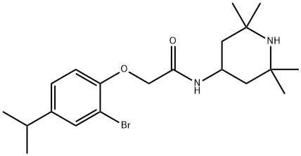 2-[2-bromo-4-(propan-2-yl)phenoxy]-N-(2,2,6,6-tetramethylpiperidin-4-yl)acetamide Struktur