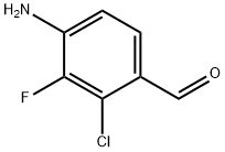 4-アミノ-2-クロロ-3-フルオロベンズアルデヒド 化学構造式