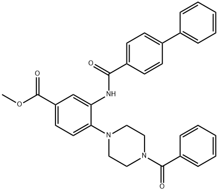 methyl 3-[(biphenyl-4-ylcarbonyl)amino]-4-[4-(phenylcarbonyl)piperazin-1-yl]benzoate,765917-93-9,结构式