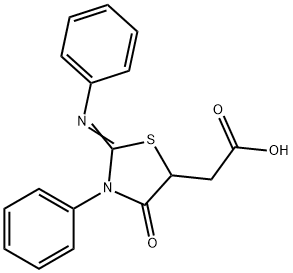 (E)-2-(4-oxo-3-phenyl-2-(phenylimino)thiazolidin-5-yl)acetic acid,7669-21-8,结构式